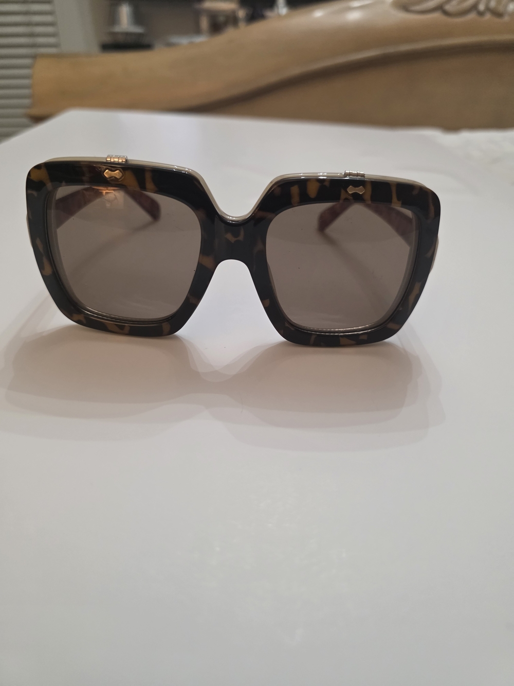 Tortoiseshell Square Women's Sunglasses - Brown Lenses